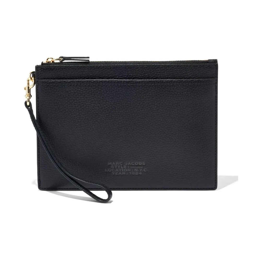 Marc Jacobs Vrouw Zwart Tassen Dames, One Size, Leer, The Small Wristlet Leather Clutch