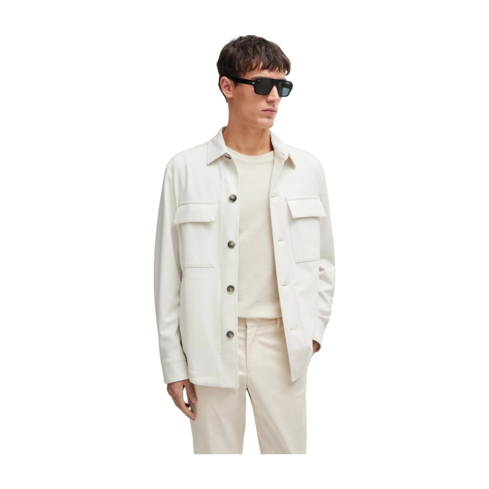 Hugo Boss Stretch Jersey Overshirt in Wit White Heren