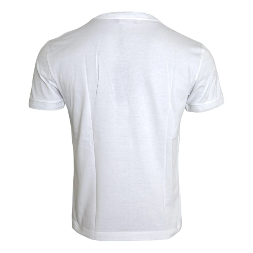 Dolce & Gabbana Wit Logo Patch Katoenen Crew Neck T-shirt White Heren