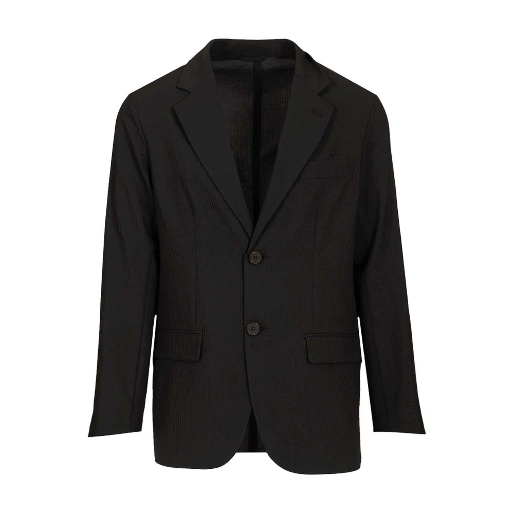 Emporio Armani Hombre Negro - Chaqueta Cruzada En Tejido Técnico Seersucker - Jackets - L