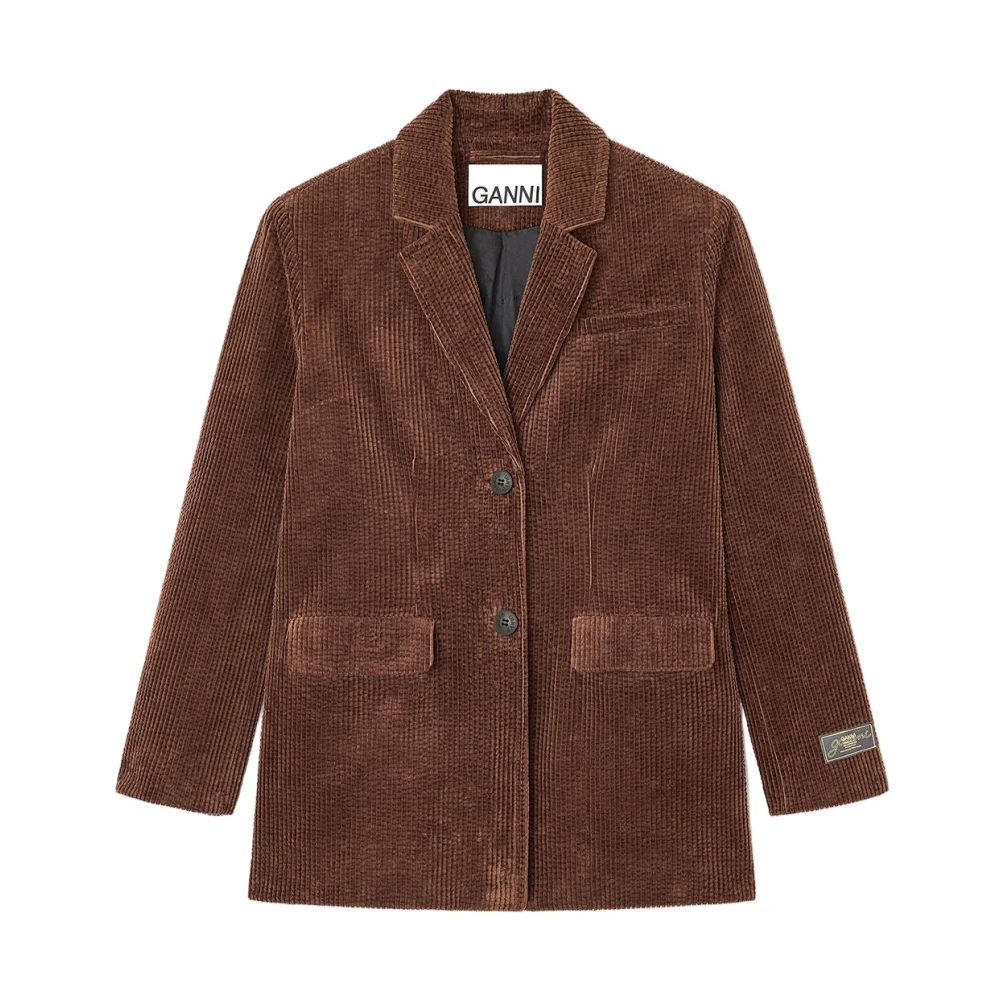 Ganni Women's Brown Corduroy Blazer - Blazers - S - Jackets