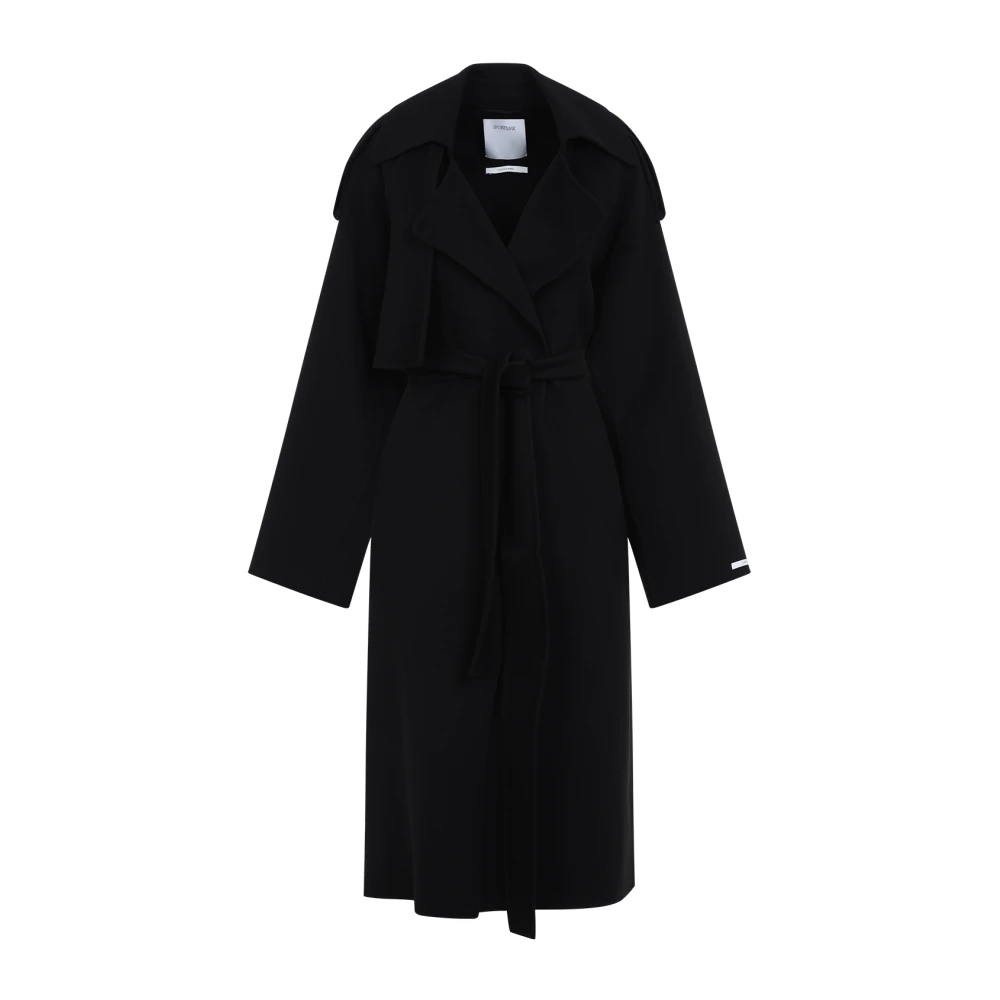 SPORTMAX Elegante Zwarte Wollen Jas Black Dames