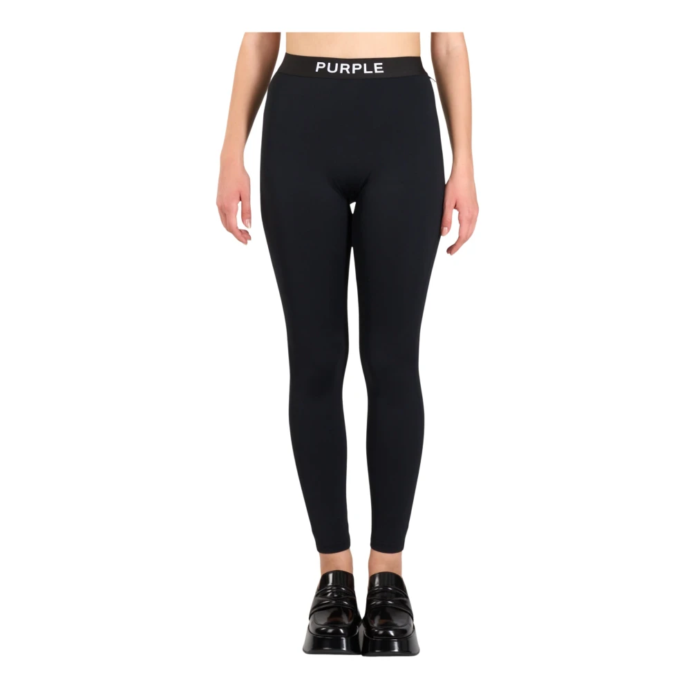 Purple Brand Logo Band Nylon Leggings Black Dames