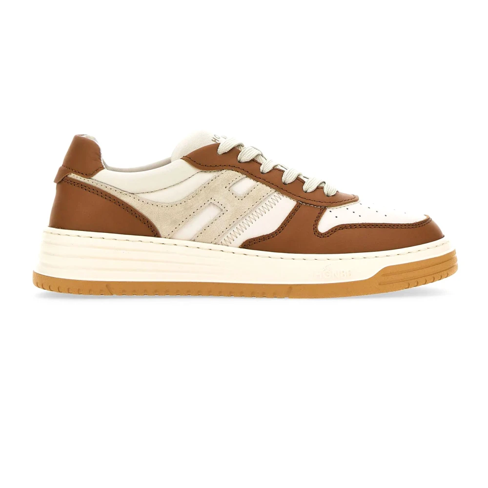 Hogan Glad leren sneakers met suède details Heren Schoenen Veelkleurig Multicolor