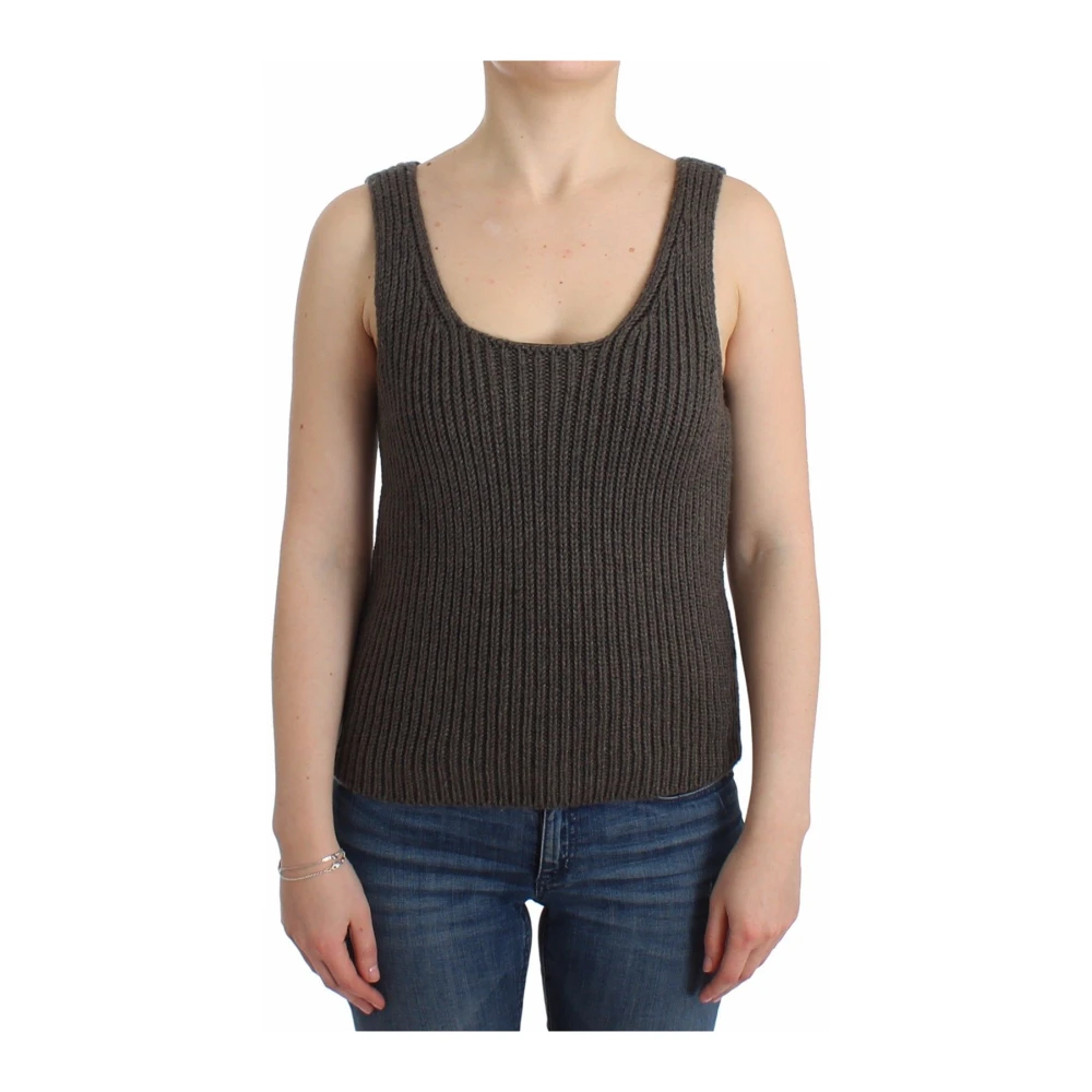 Ermanno Scervino Women's Gray Round-Neck Knitwear,, Knit Top Jumper Small