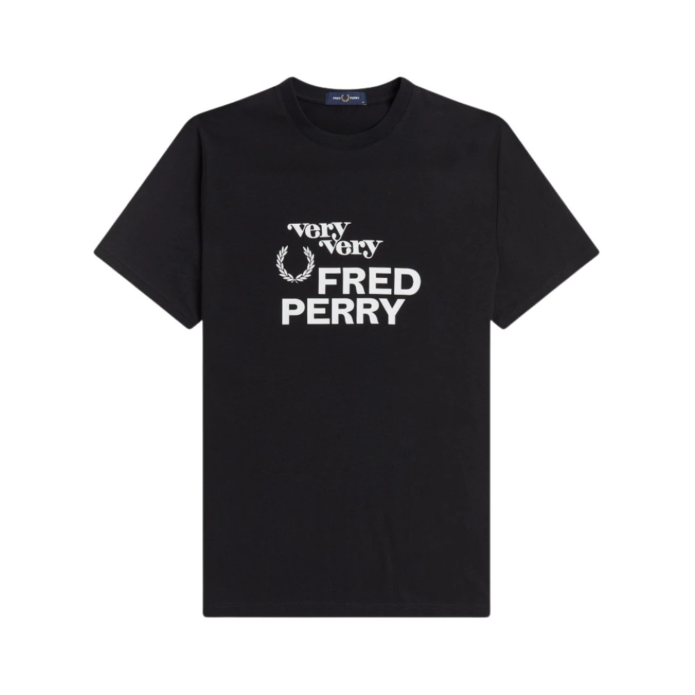 Fred Perry Men's Black Printed T-Shirt - T-Shirts - L - Tops