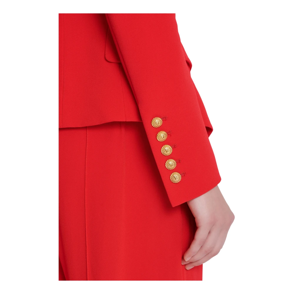 Balmain Aansluitend kreukvrij jasje met 6 knopen Red Dames