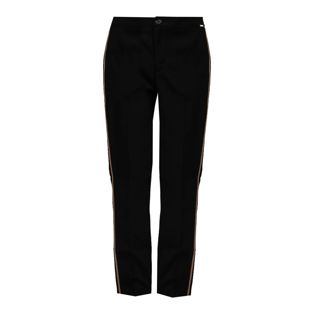 Liu Jo Svart Animal Print Slim-Fit Byxor