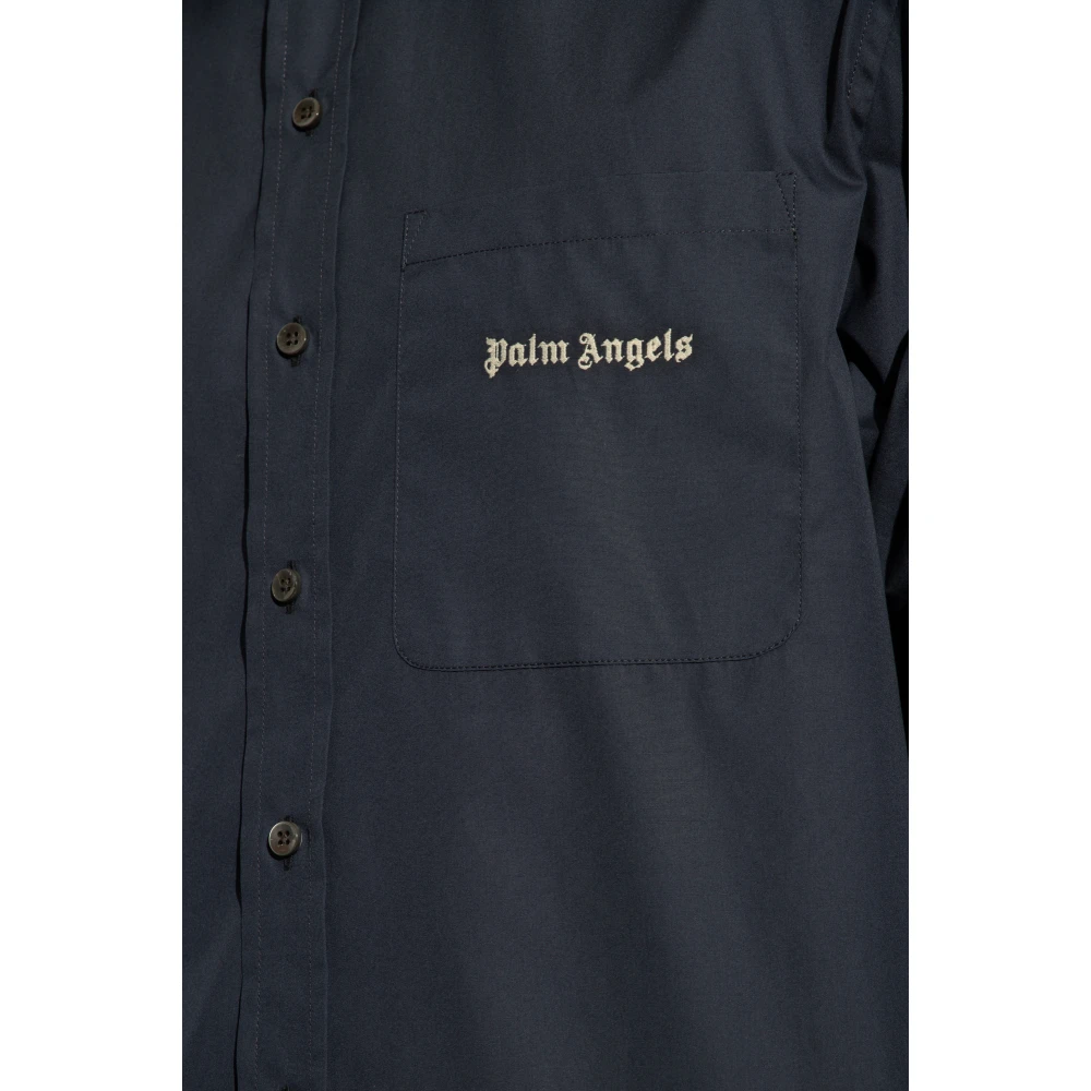 Palm Angels Shirt met logo Blue Heren