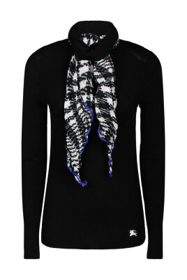 black-rib-knit-sweater-with-silk-scarf