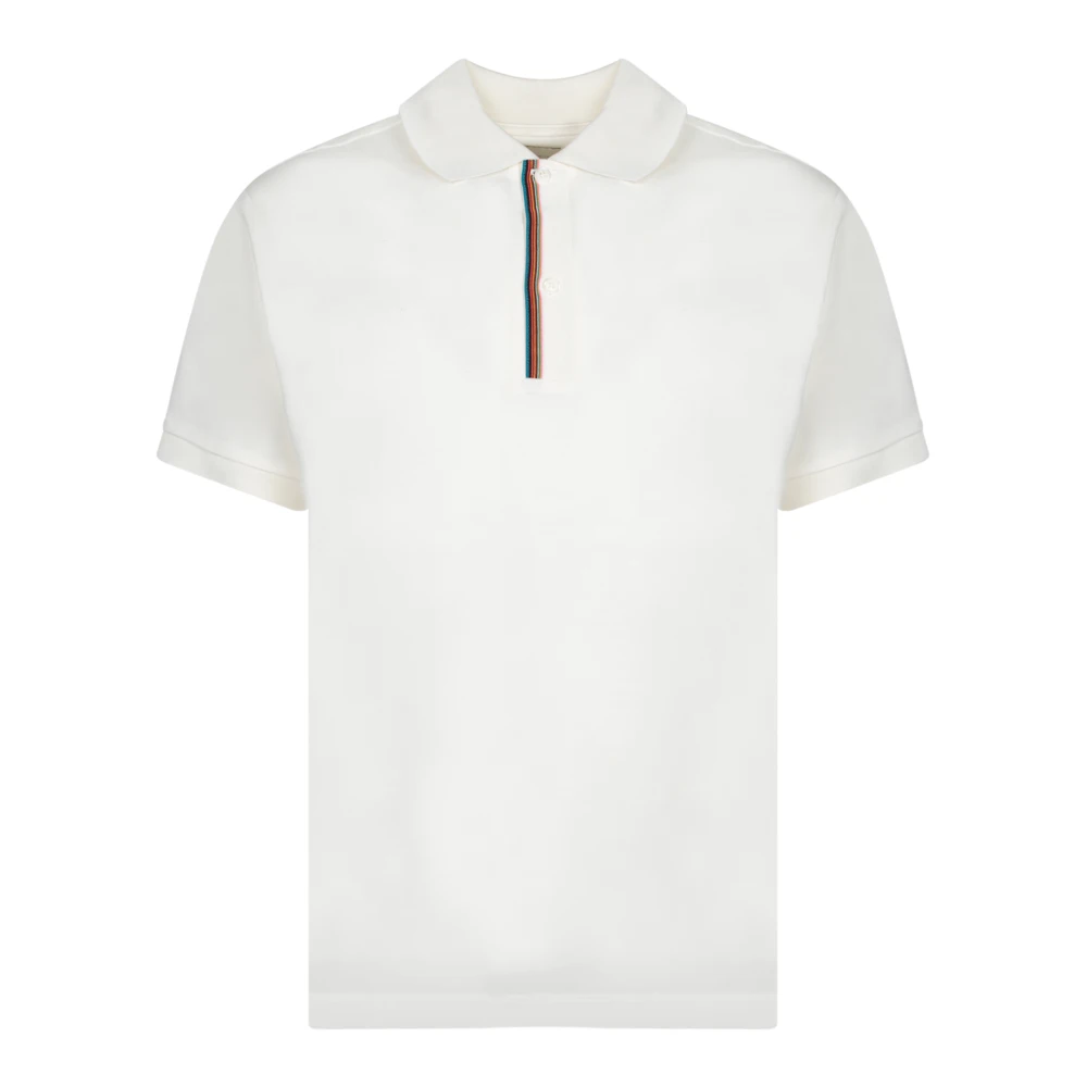 Paul Smith Men's White Polo Shirts, M, Striped Polo Shirt