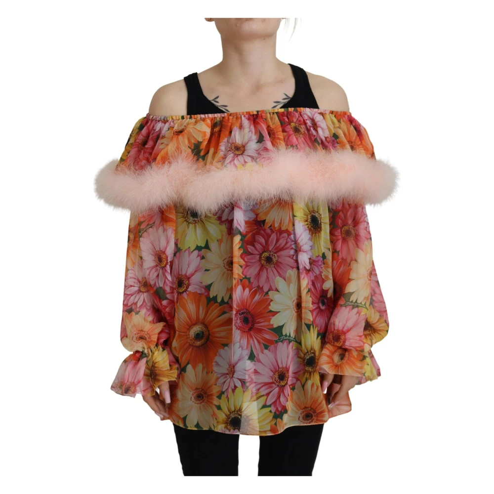 Dolce & Gabbana Women's Multicolor Blouses, Xs, Elegant Silk Off-Shoulder Blouse