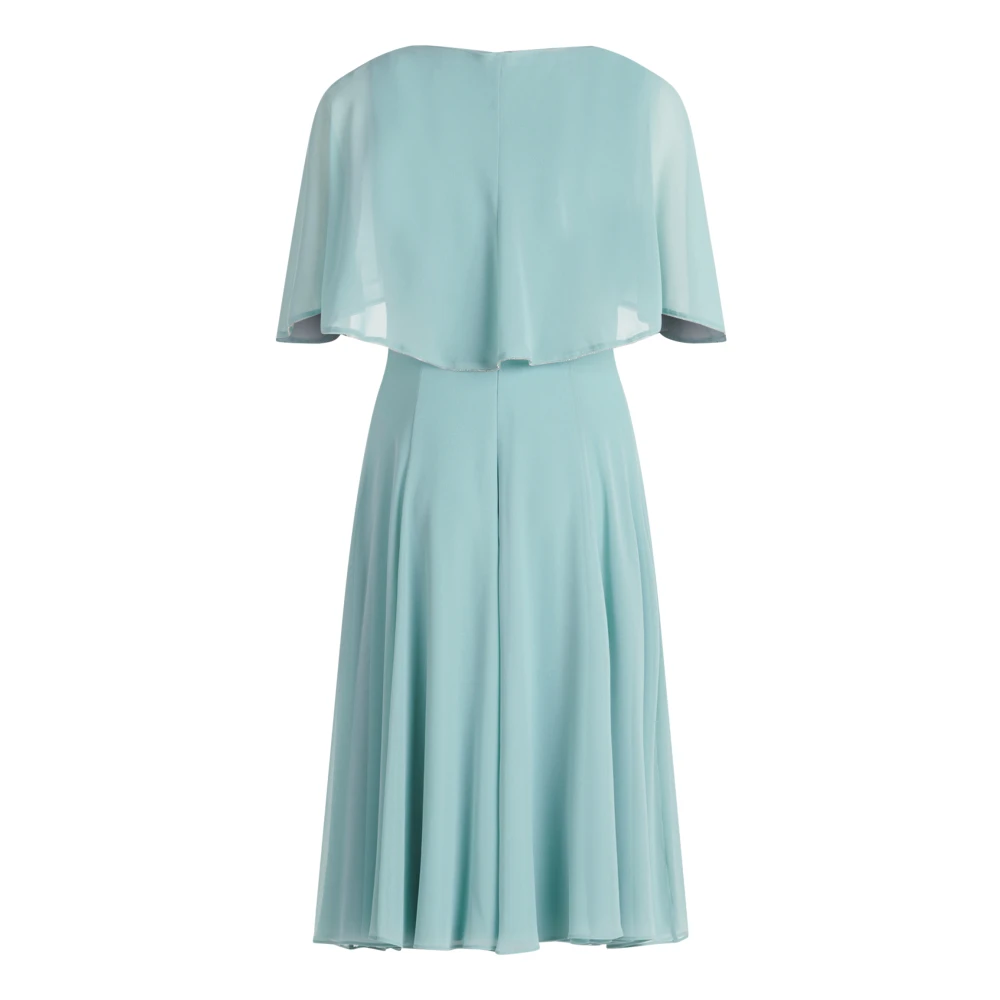 Vera Mont Korte Mouw Chiffon Jurk Blue Dames