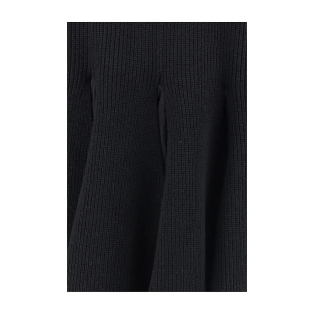 Sacai Kanten Inzet V-Hals Wollen Vest Black Dames