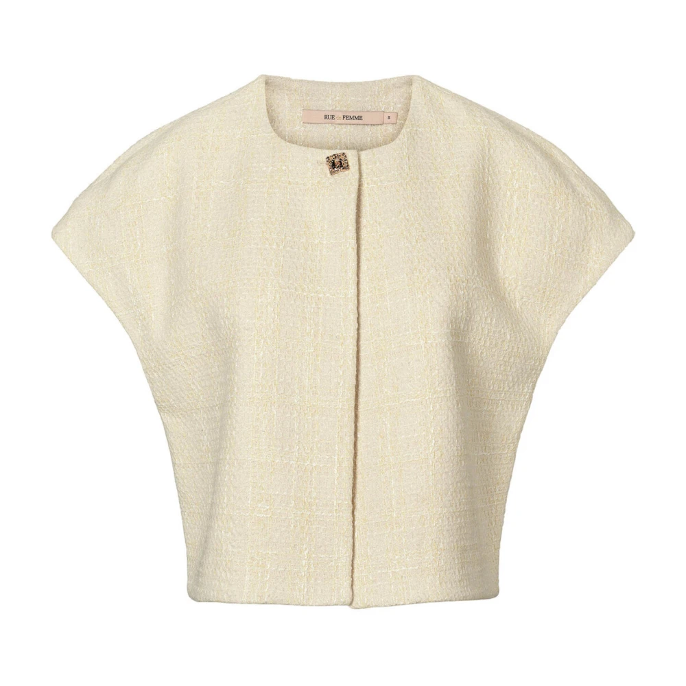 RUE de Femme Elegante Vest Waistcoat met Unieke Knoopdetail White Dames