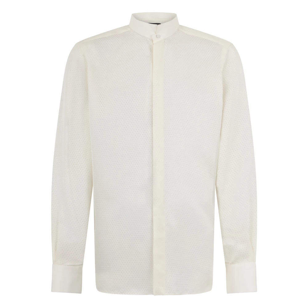 Tom Ford Men's White Perforated Dot Silk Twill Slim Fit Evening Shirt - Casual Shirts - L - Shirts