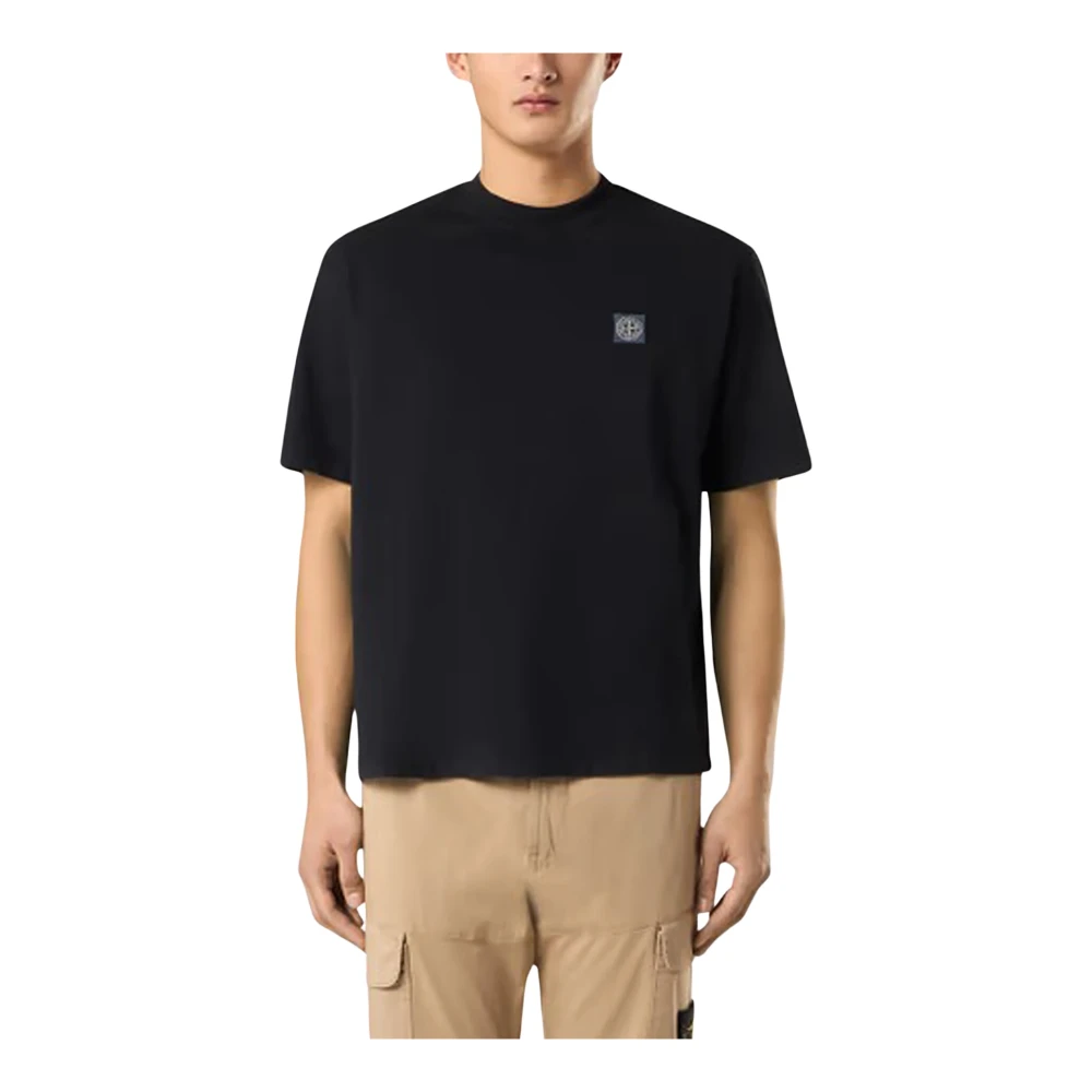 Stone Island Monogram Patch Katoenen T-shirt Black Heren