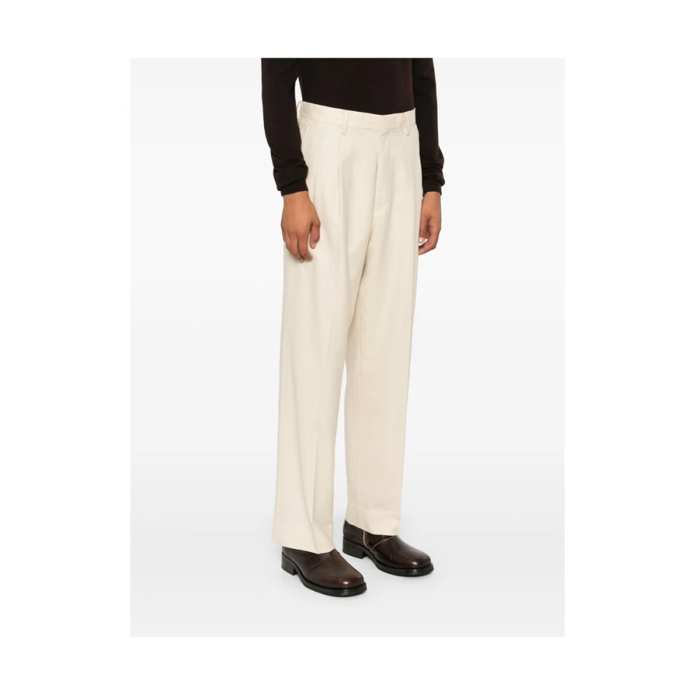 Auralee Beige Wol Twill Broek Beige Heren