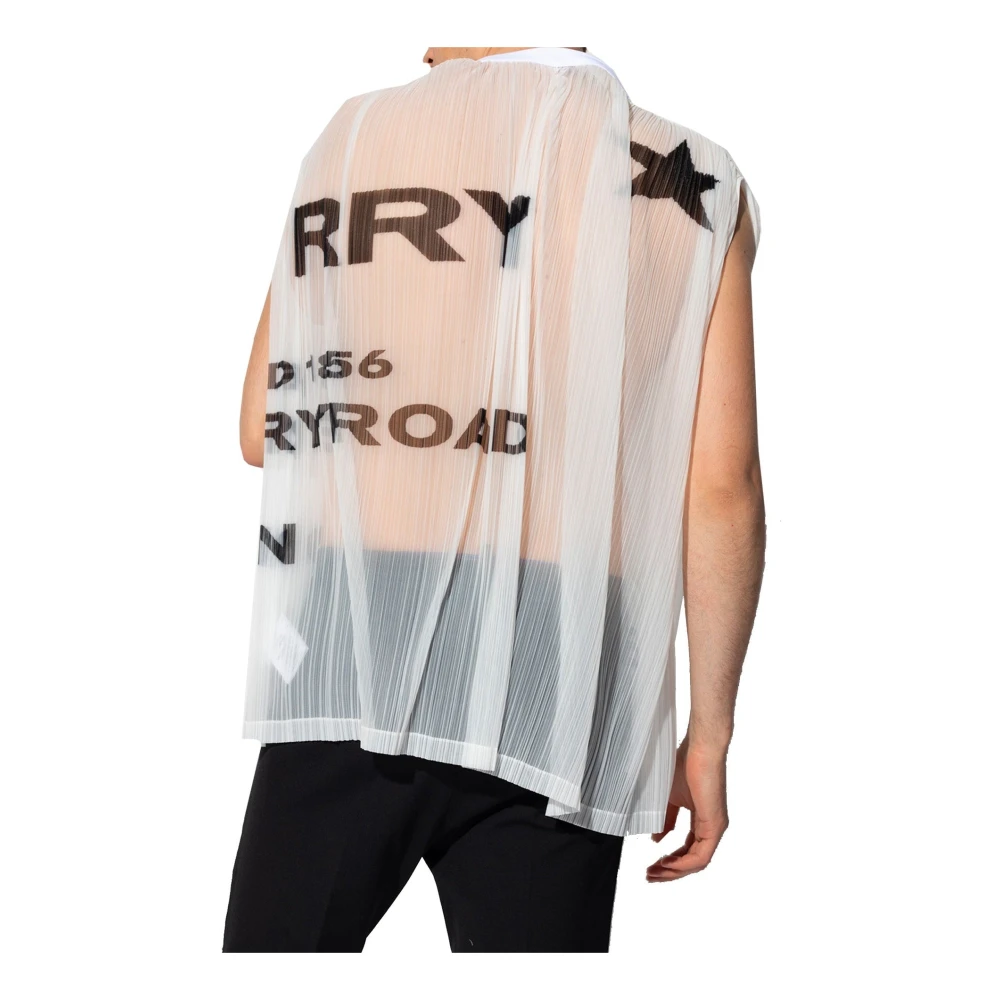 Burberry Mesh Tank Top met Horseferry Print White Heren
