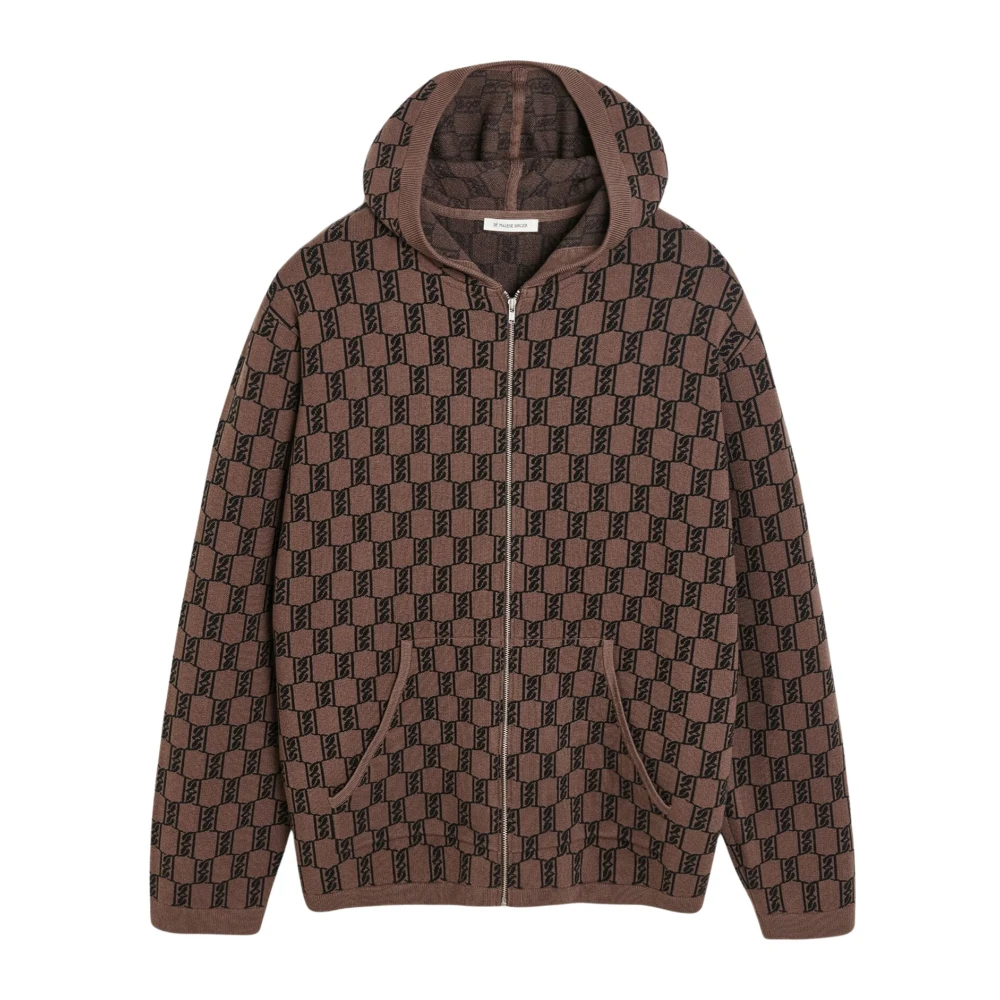 By Malene Birger Mörk Mahogny Dragkedja Hoodie med Monogram Mönster Brown, Dam