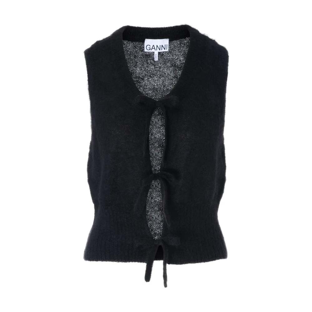 Ganni Mohair Tie String Vest in Zwart Black Dames