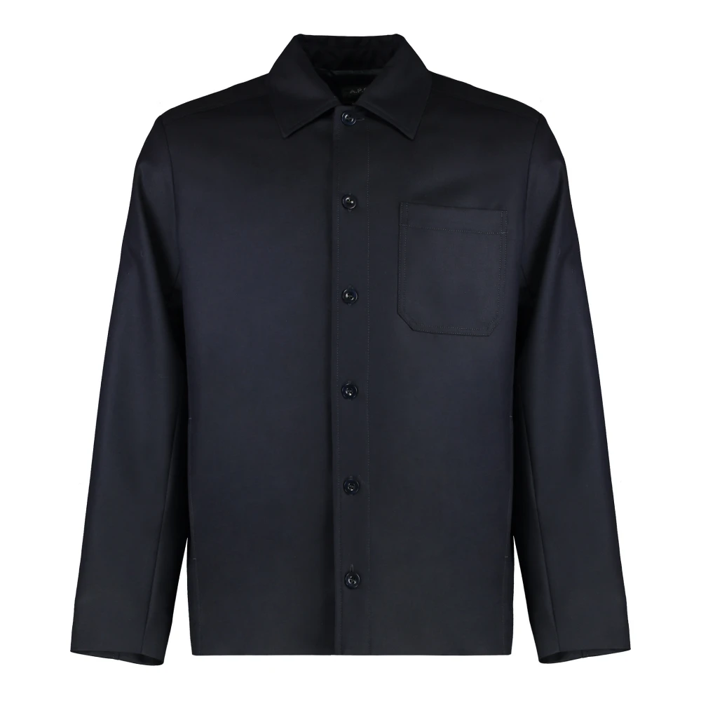A.p.c. Wollen overhemd met zakken Blue Heren