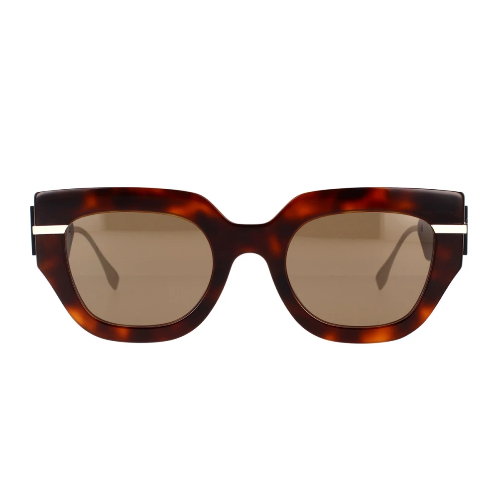 Glamorøse geometriske solbriller med brune organiske linser