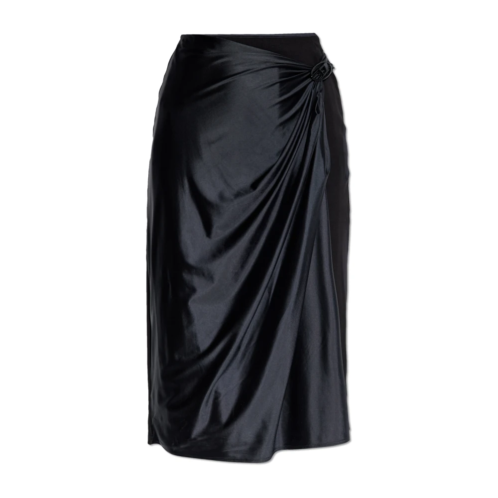 Diesel Gedrapeerde Chintz Midi Rok met Metallic Ovaal Black Dames