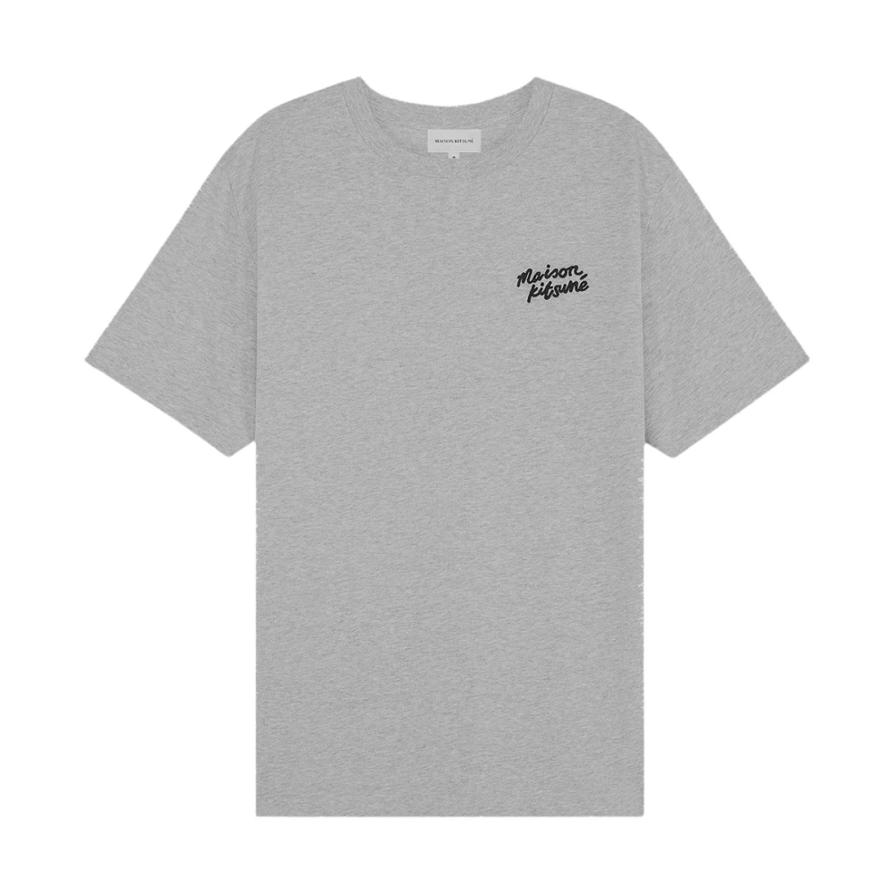 Maison Kitsuné Katoenen Logo T-Shirt Gray Heren