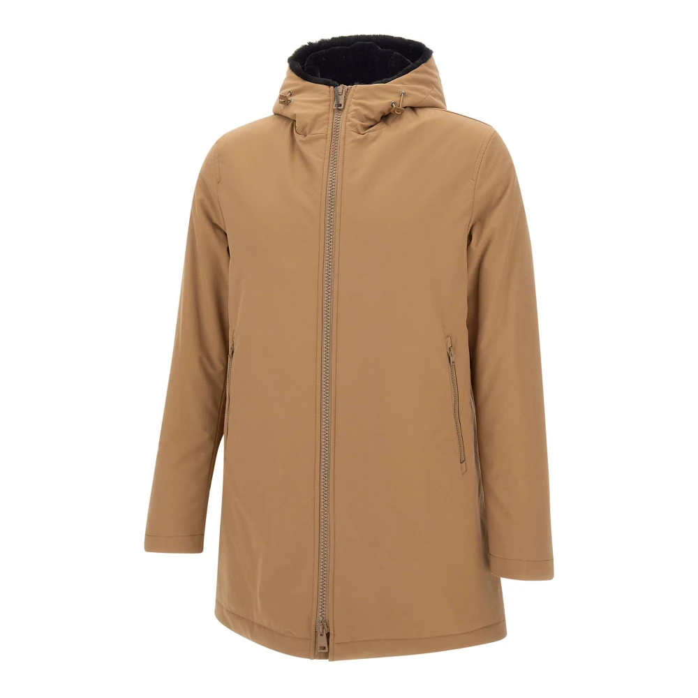 Herno Kameel Parka Waterafstotend Faux Fur Gevoerd Beige Heren