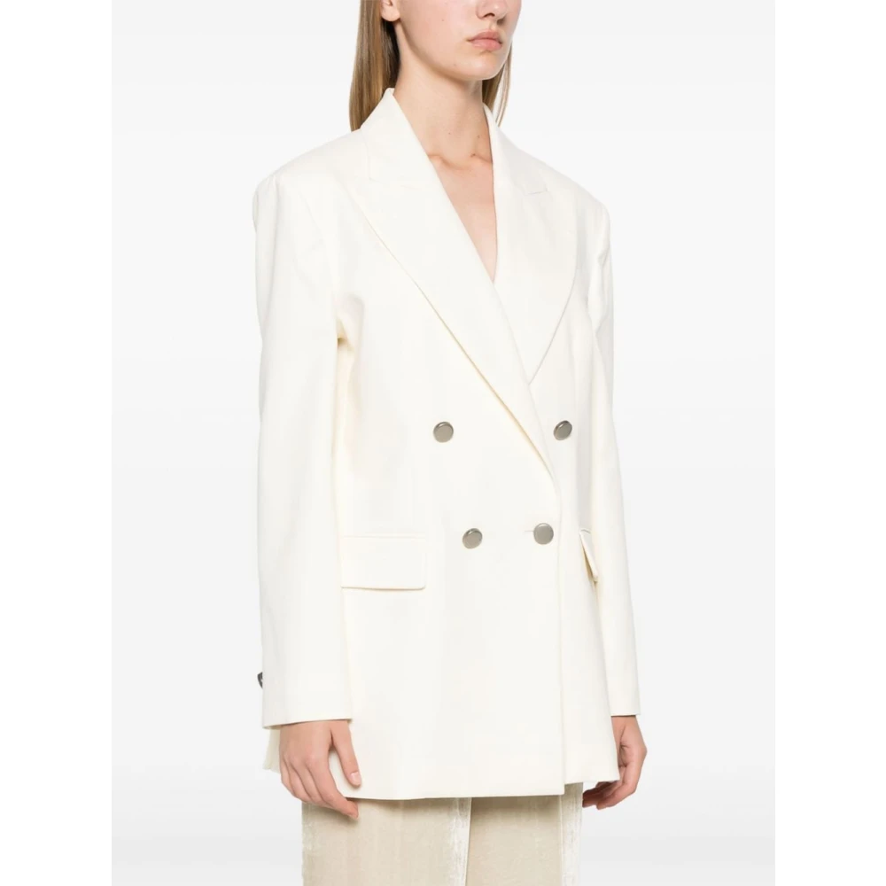 P.a.r.o.s.h. Witte Katoenmix Double-Breasted Jas White Dames