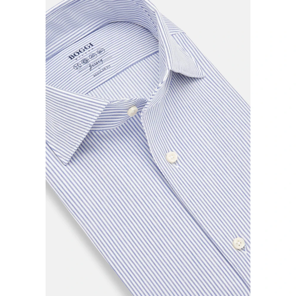 Boggi Milano Bowlingkraag Polo Shirt Blue Heren