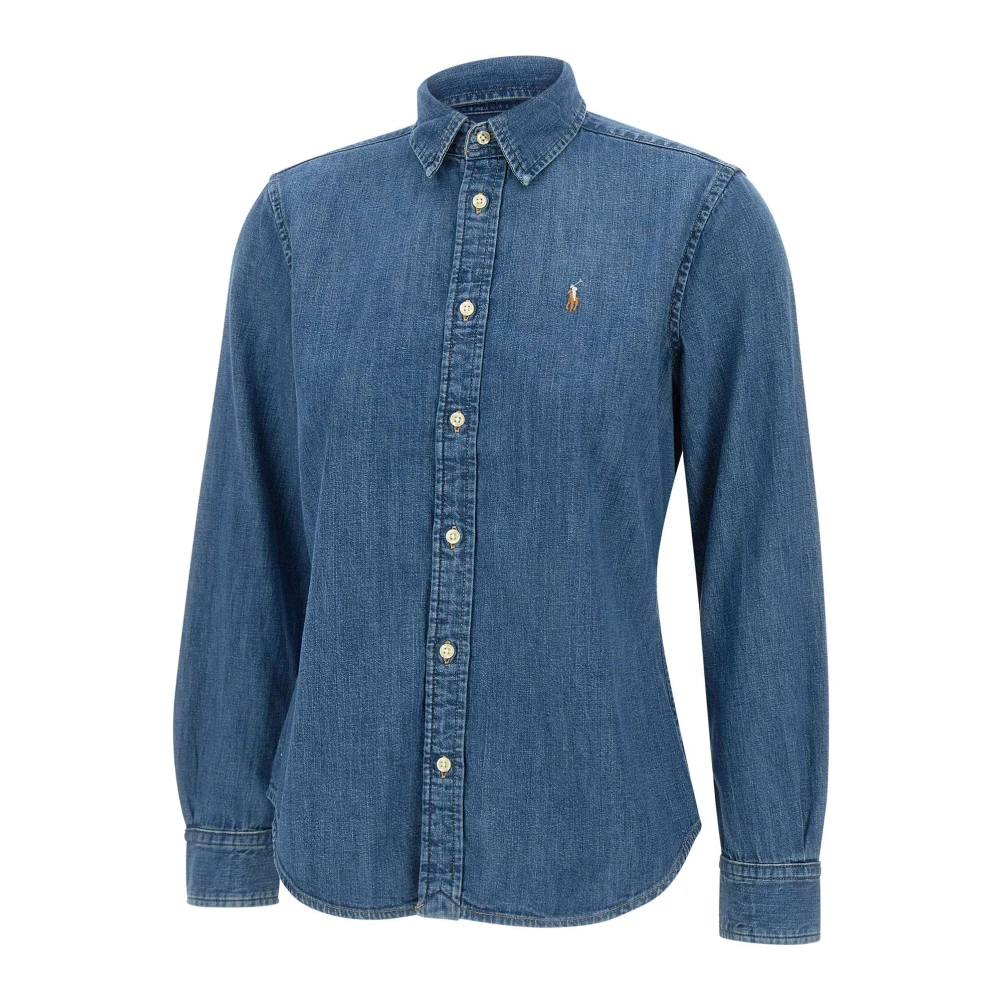 Polo Ralph Lauren Denim overhemd met iconisch logoborduursel Blue Dames