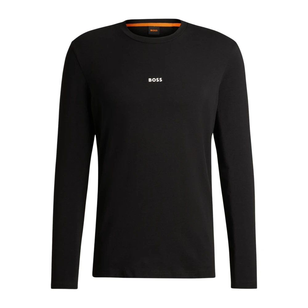 Hugo Men's Black Stretch Cotton Logo T-Shirt - Long Sleeve T-Shirts - S - Tops