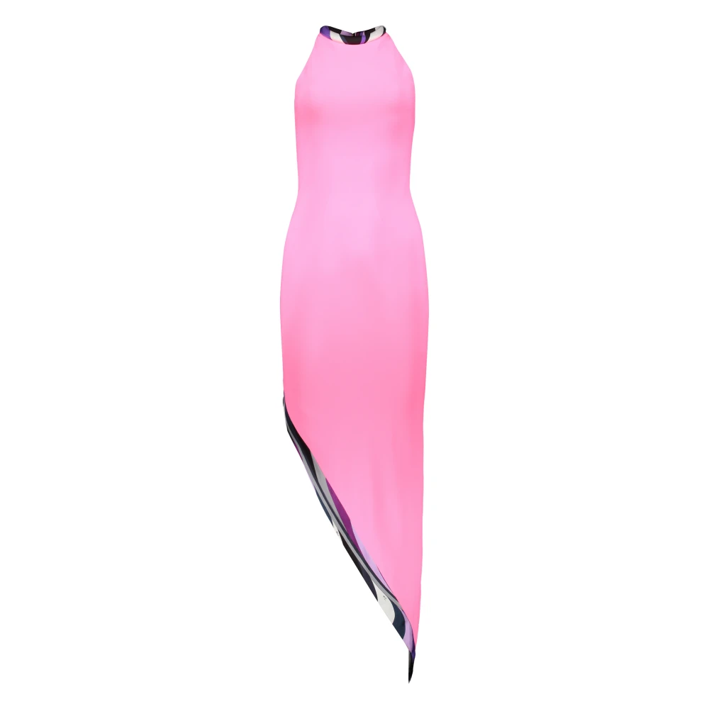 EMILIO PUCCI Asymmetrische jurk met contrasterende randen Pink Dames