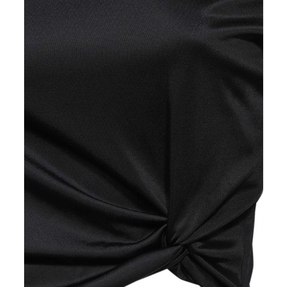 Versace Geknipte Viscose Top met Gerimpelde Voorkant Black Dames