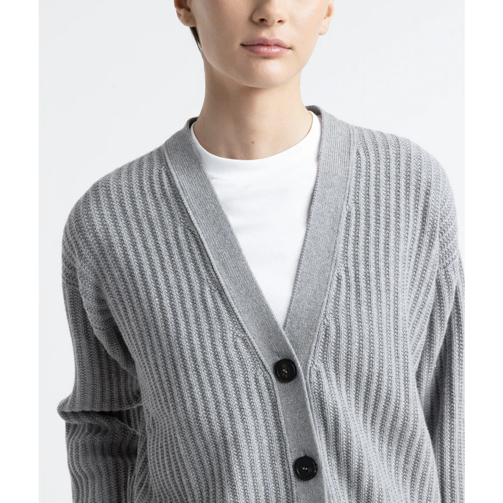 PESERICO Wol zijde kasjmier en lurex vest Gray Dames