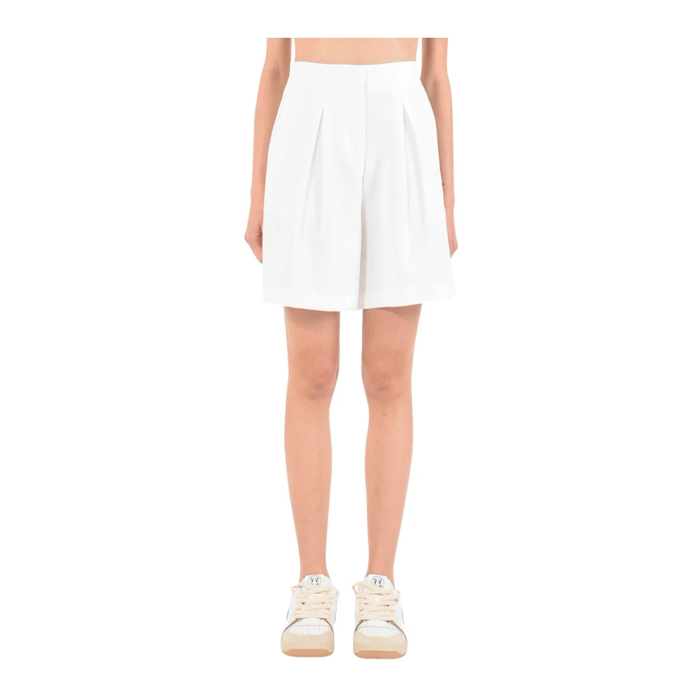 Hinnominate Bermuda shorts met hoge taille in stretch viscose White Dames