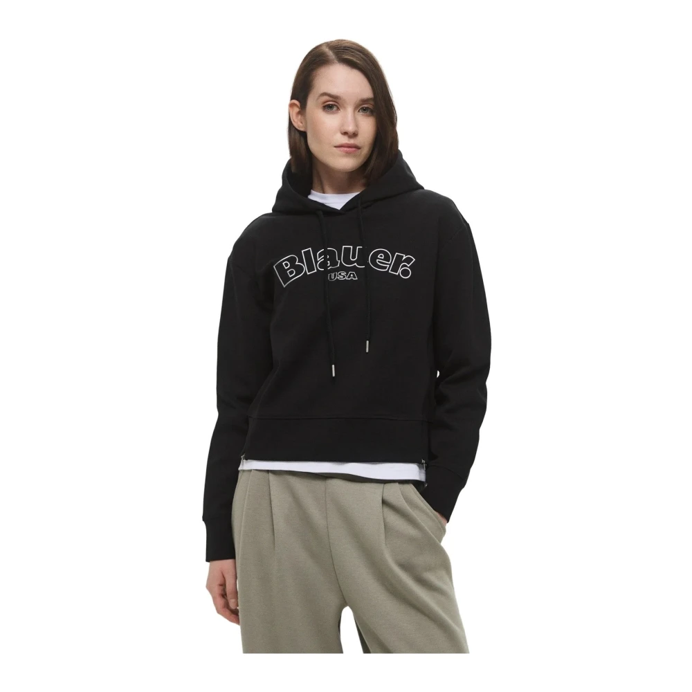 Blauer Svart Hoodie Med Huva