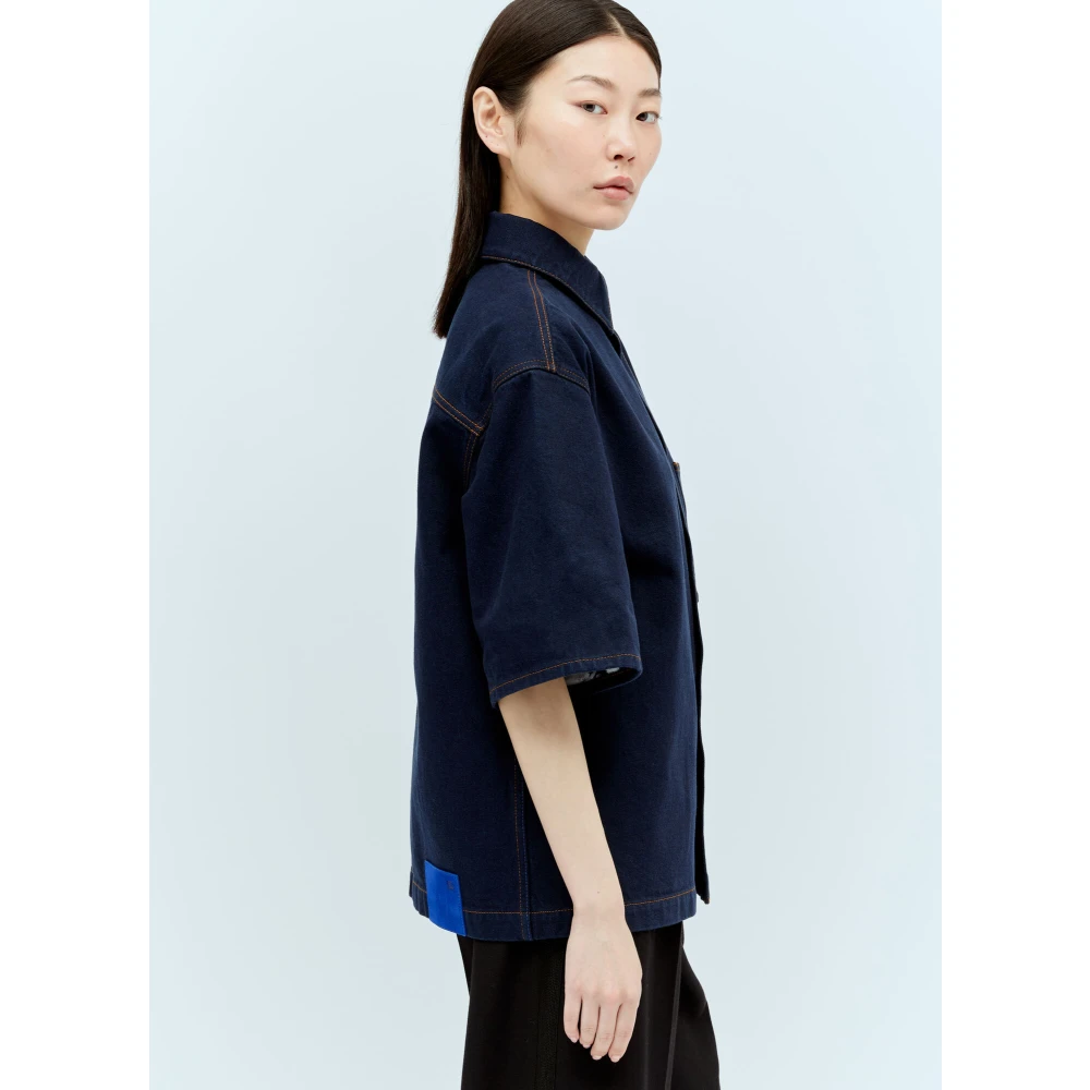 Burberry Denim Shirt met Rozenprint Blue Dames