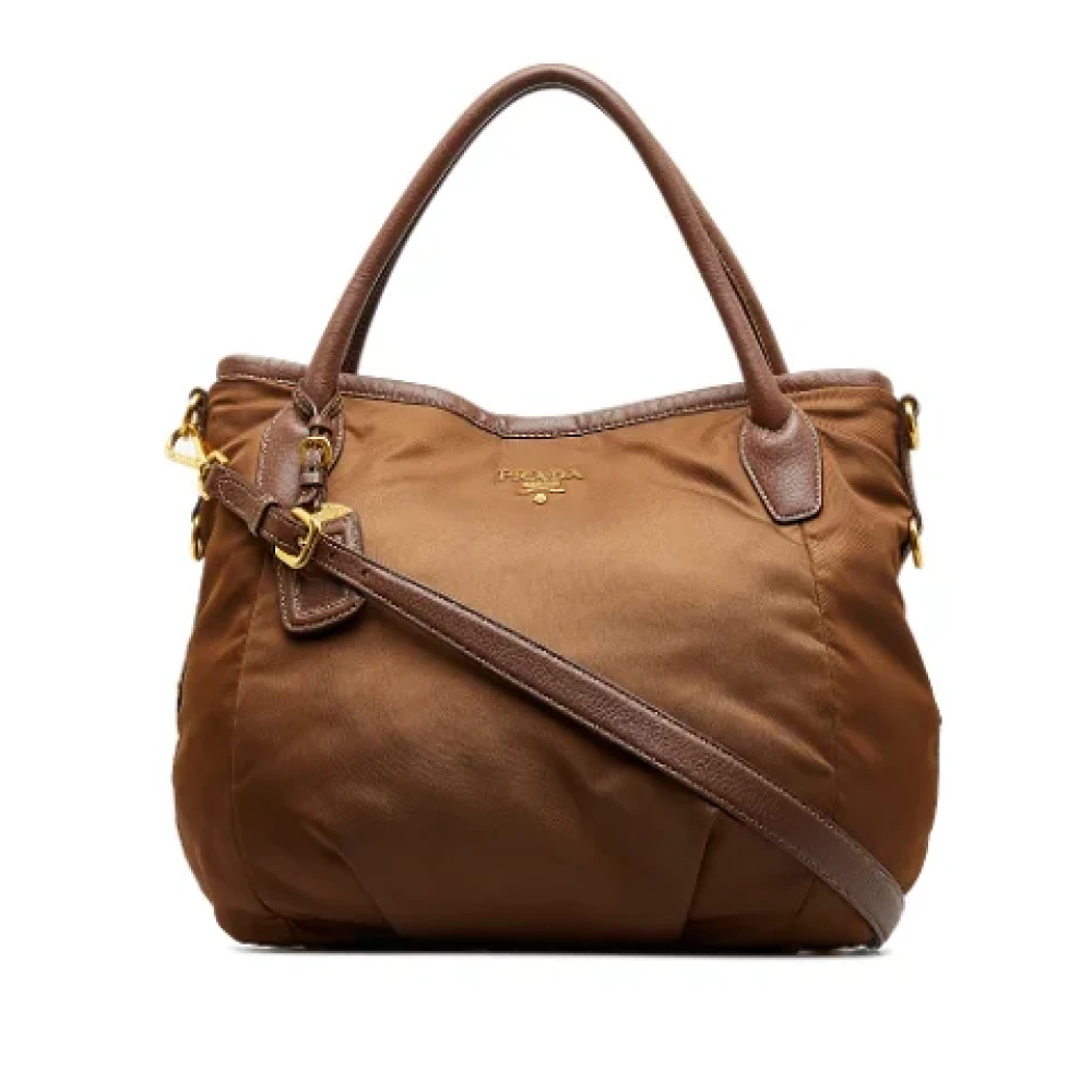 Prada Vintage Pre-owned Nylon handbags Brown Dames