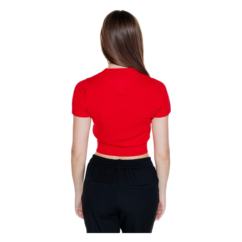 Tommy Jeans Rode Gebreide Ronde Hals Trui Red Dames