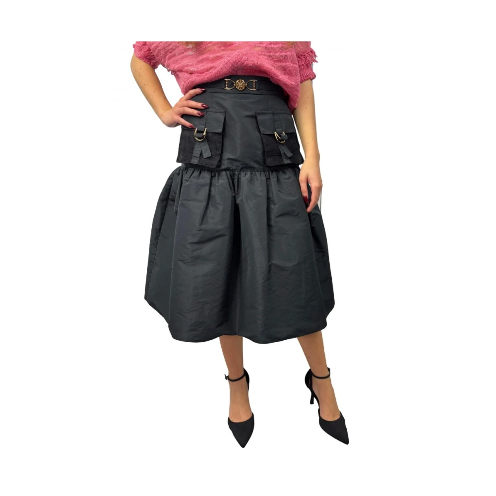 Elisabetta Franchi Elegante Geplooide Rok Black Dames