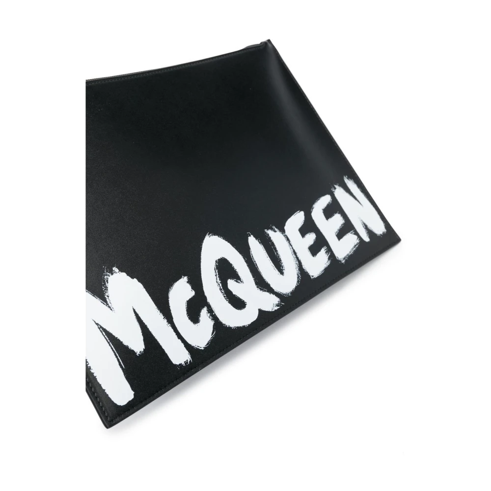 alexander mcqueen Zwarte Leren Clutch met Print Black Heren