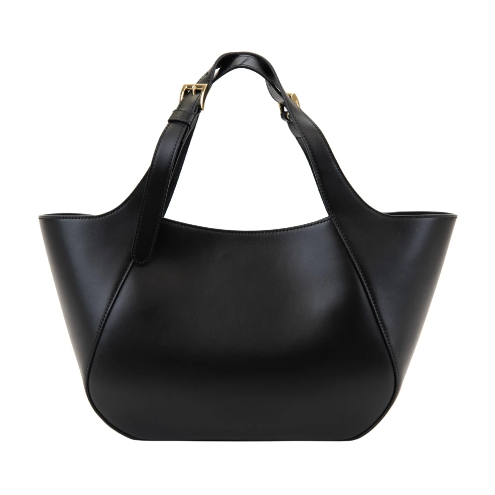 Prada Leren Handtas Magneetknoop Stijlvol Black Dames