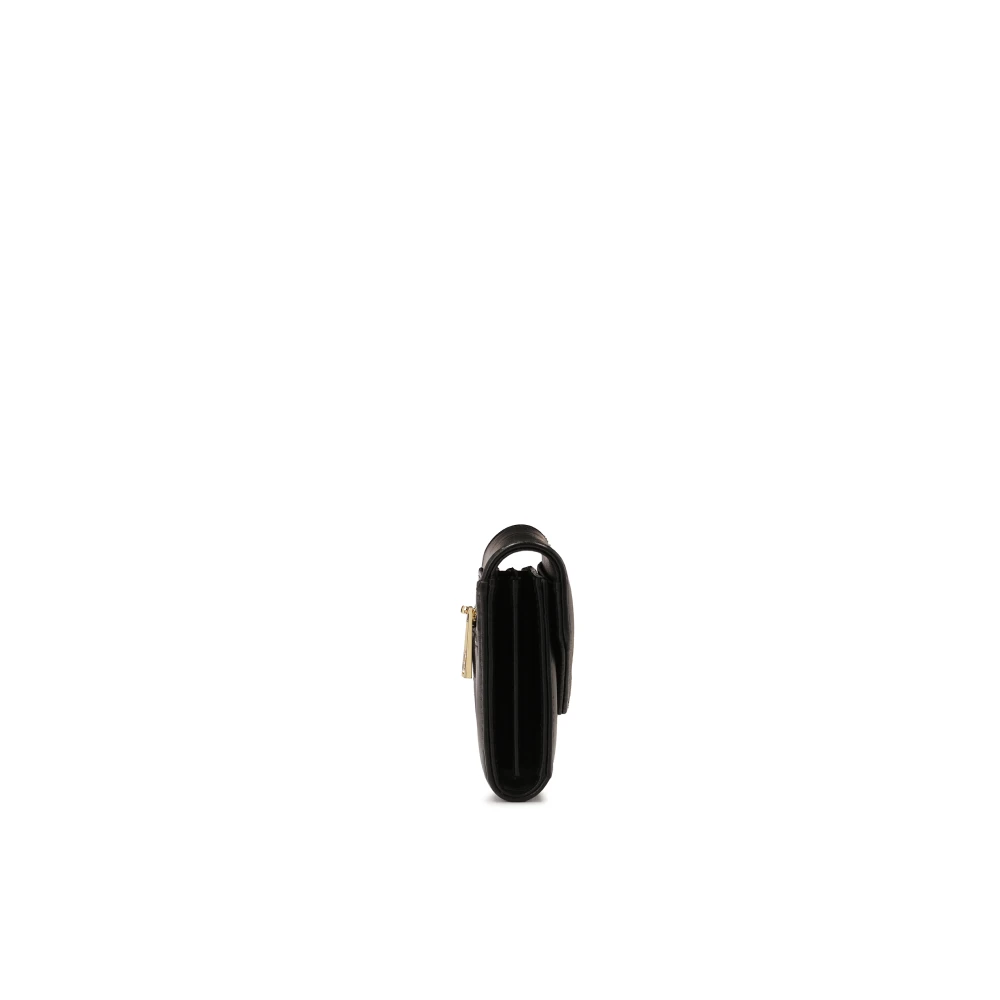 Kazar Compacte leren portemonnee met drukknoopsluiting Black Dames
