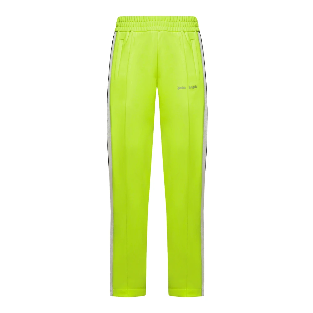 Palm Angels Men's Green Sweatpants,, Fluo Yellow Track Trousers With Stripes 2XL