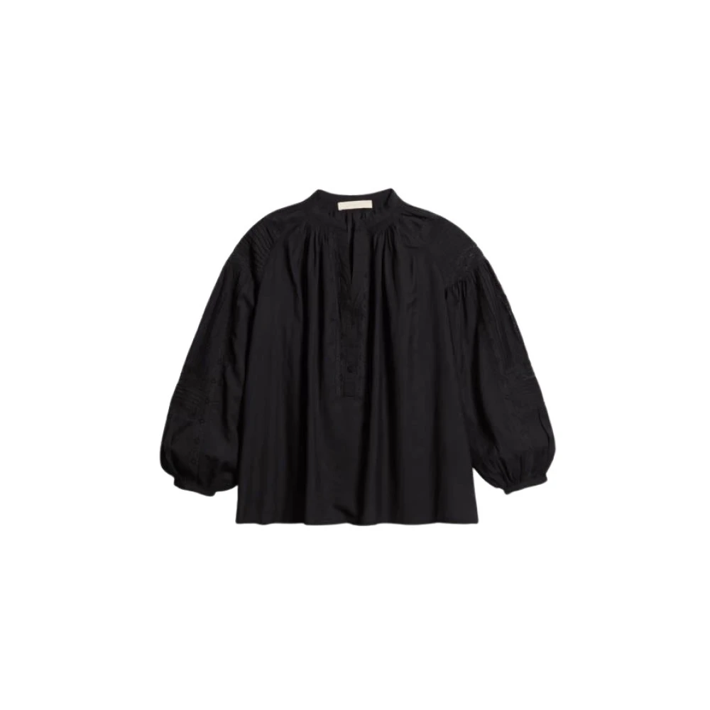 Vanessa Bruno Romantische Nipoa Blouse met Kant Details Black Dames