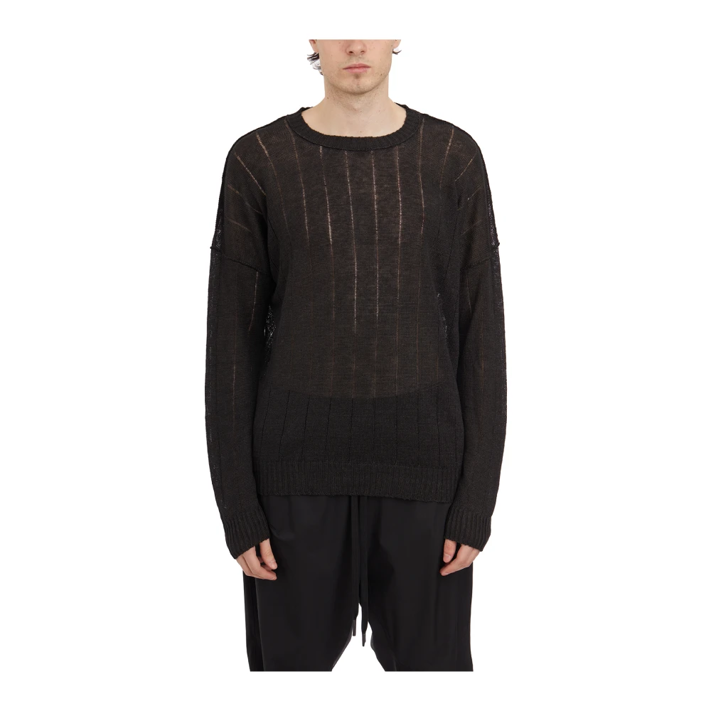 Isabel Benenato Linnen Crewneck Top Black Heren