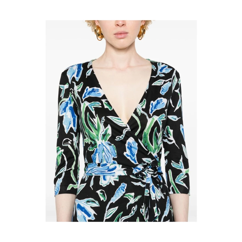 Diane Von Furstenberg Bloemenprint Omslagjurk V-Hals Multicolor Dames